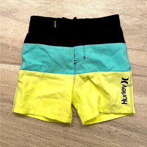 Hurley Toddler Color Block Board Shorts Black Neon Boys Size 3T
